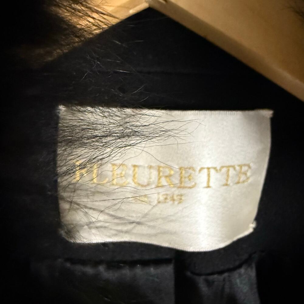 Fleurette Loro Piana Italian Wool Black Fox Fur Trim Collar Coat Size 10 - Picture 13 of 16